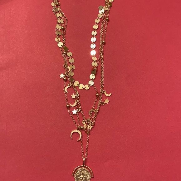 Moon & Star Charm Layered Necklace - Picture 3 of 3